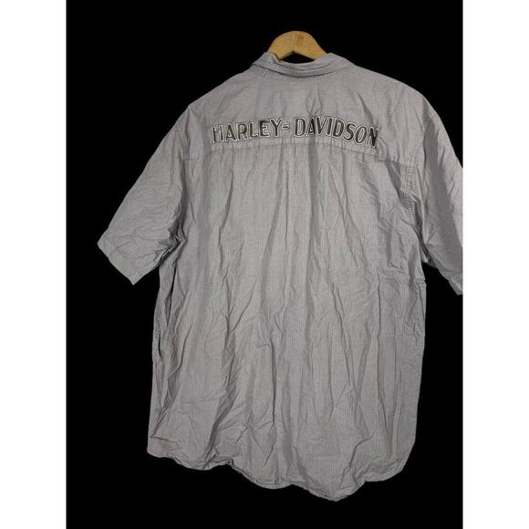 Harley Davidson Shirt Size XL Button Down Mens Gray Biker Grunge Spell Out - Picture 13 of 13